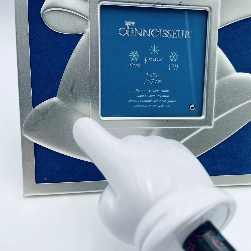 Connoisseur Silver Christmas Bells Holly Picture Frame Blue‎ 3x3 Tabletop 182346